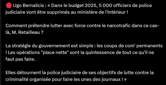 Ugo Bernalicis - Plan LFI contre le narcotrafic